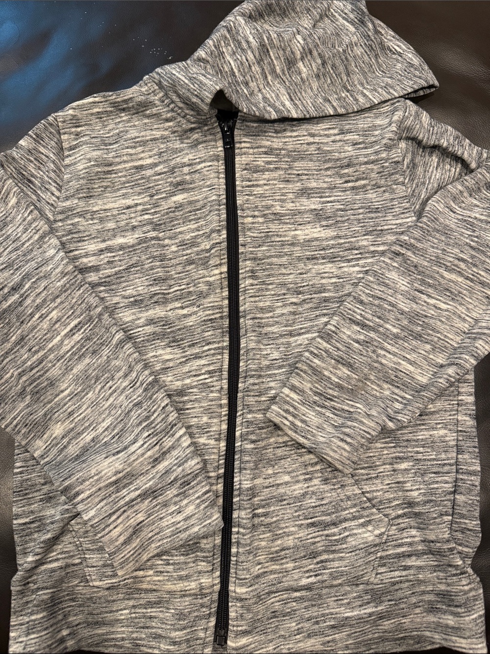 Old Navy Kids Heather Gray Hooded Zip-Up Sweatshirt